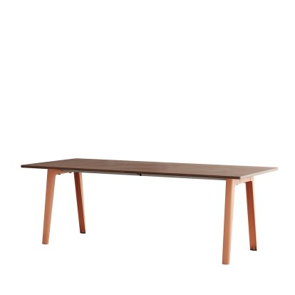 New Modern Dining Table Rectangular, Metal/Wood, 220 x 95 cm, Walnut finish, Ash pink
