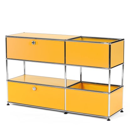 USM Haller Kids Sideboard M with storage boxes, Self-coloured, Golden yellow RAL 1004, With drop-down door