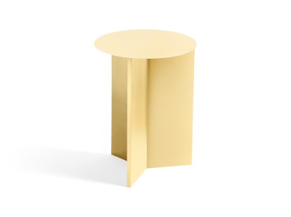 Slit Side Table, Steel, H 47 x Ø 35 cm, Light yellow powder coated