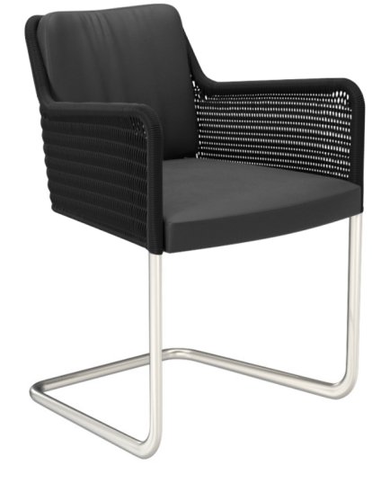 D43 Chair, Leather , Black, Stainless steel, matt