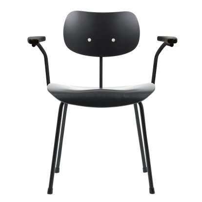 SE 68, Non-stackable, Without upholstery, Matt black powder-coated, With armrests, Beech, black lacquered