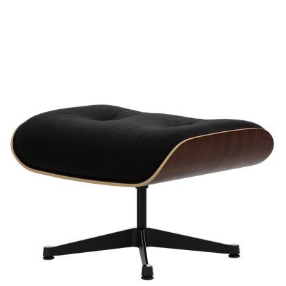 Lounge Chair Ottoman, Dark walnut, Leather Premium F nero, Aluminium polished, sides black
