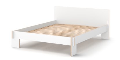 Siebenschläfer, 160 x 200 cm, With headboard, White, With rollable slatted base