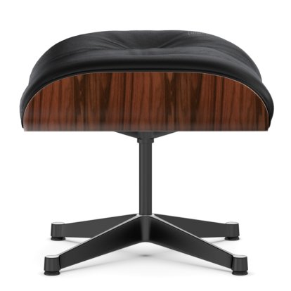 Lounge Chair Ottoman, Santos Palisander, Leather Premium F nero, Aluminium polished, sides black