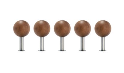 Dots Wall Hooks Set of 5, Walnut oiled