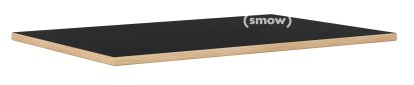 Table Top for Eiermann Table Frames, Linoleum black (Forbo 4023) with oak edge, 140 x 80 cm