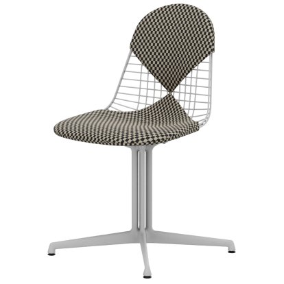 Wire Chair DKL, Coated white, Seat and backrest cushion (Bikini), Checker