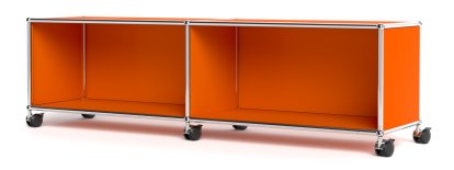 USM Haller TV-/HiFi-Lowboard, Customisable, Pure orange RAL 2004, Open, Without cable entry hole