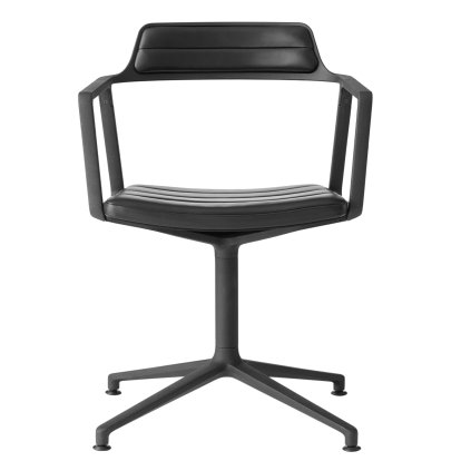 Swivel 452 Chair, Black leather, Black powder coated