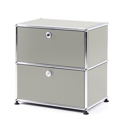USM Haller Bedside Table with 2 Drop-down Doors, Light grey RAL 7035