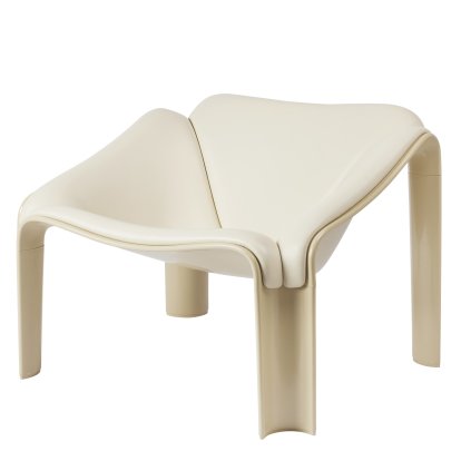 F300 Lounge Chair, Pastel green, Smooth leather cream