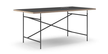Eiermann Table, Linoleum black (Forbo 4023) with oak edge, 180 x 90 cm, Black, Vertical,  offset (Eiermann 2), 135 x 78 cm