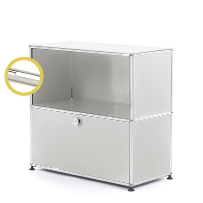 USM Haller E Sideboard M with Compartment Lighting, Light grey RAL 7035, Cool white