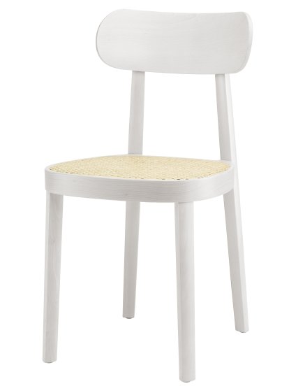 118 / 118 M Chair, White varnished beech, Cane-work (with supporting mesh underneath seat)