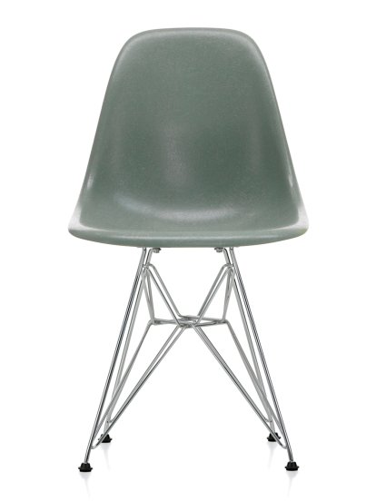 Eames Fiberglass Chair DSR, Eames sea foam green, Polished chrome