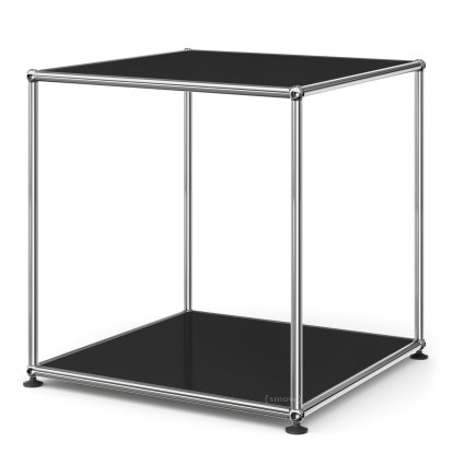 USM Haller Side Table 50 High, Both panels metal, Graphite black RAL 9011