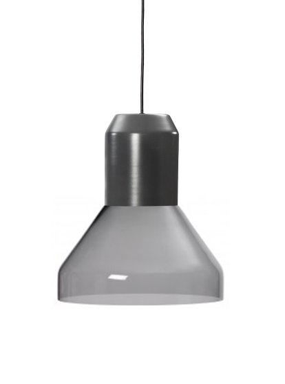 Bell Light, Grey lacquered metal, Grey crystal glass, H 23 x ø 35 cm