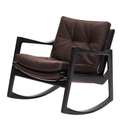 Euvira Rocking Chair Soft, Black stained oak, Classic leather chocolate