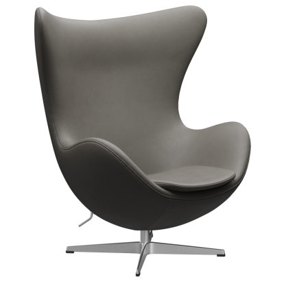 Egg Chair, Leather Essential, Lava, Satin polished aluminium, Without footstool