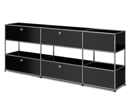 USM Haller Kids Sideboard L with storage boxes, Self-coloured, Graphite black RAL 9011, With drop-down door