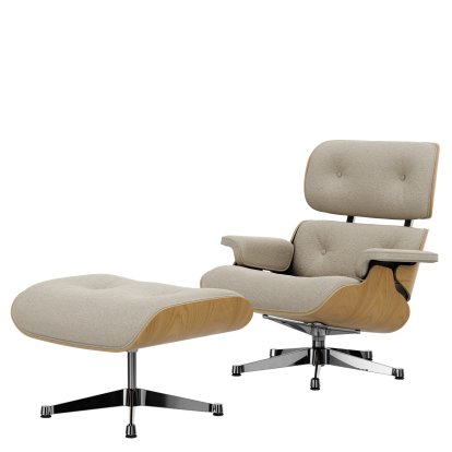Lounge Chair & Ottoman Nubia, Cream pearl / chestnut, natural 