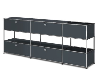 USM Haller Kids Sideboard L with storage boxes, Self-coloured, Anthracite RAL 7016, With drop-down door