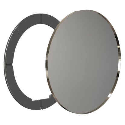 Unu mirror with LED lighting round (set), ø 100 cm, Polished gold