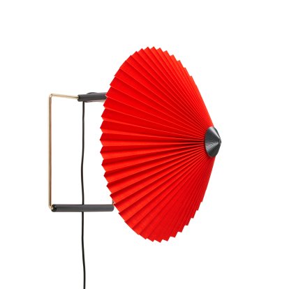 Matin Wall Lamp, Ø 300 mm, Bright red, Brass polished