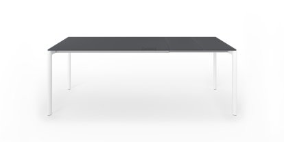 Maki Dining Table, L 139-214 x W 90 cm, Fenix London grey with same colour edge, Aluminium with white lacquer