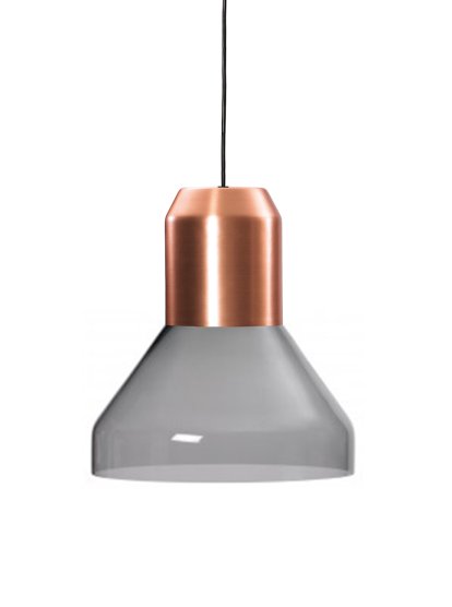 Bell Light, Copper, Grey crystal glass, H 23 x ø 35 cm