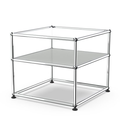 USM Haller side table Type II, Glass, Light grey RAL 7035