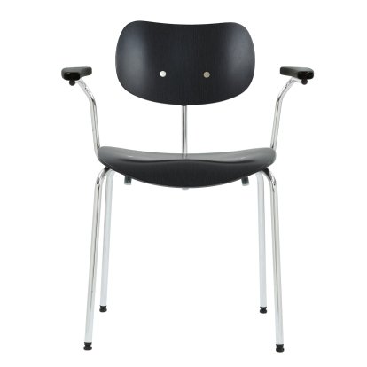 SE 68, Stackable, Without upholstery, Chrome-plated, With armrests, Beech, black stained