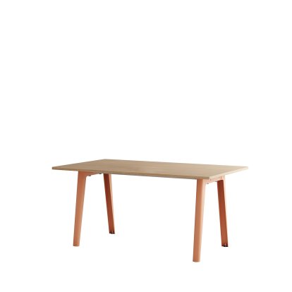 New Modern Dining Table Rectangular, Metal/Wood, 160 x 95 cm, Oak finish, Ash pink