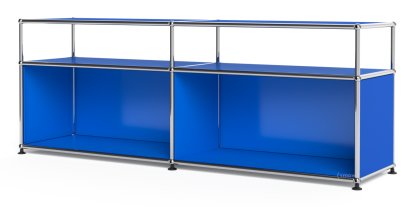 USM Haller Lowboard L with Extension, Customisable, Gentian blue RAL 5010, Open, Without cable entry hole