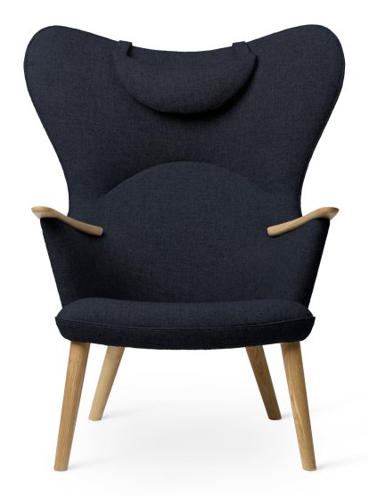 CH78 Mama Bear Chair, Fiord - blue , Soaped oak, With neck pillow