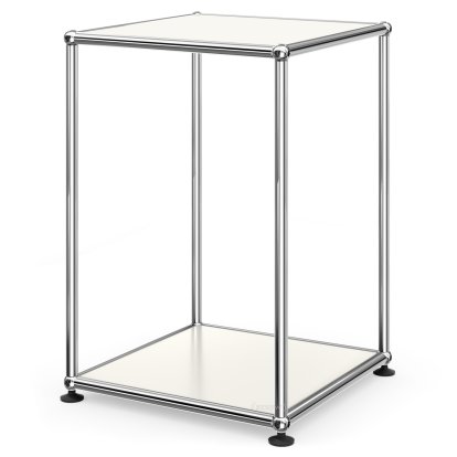 USM Haller Side Table 35 High, Both panels metal, Pure white RAL 9010