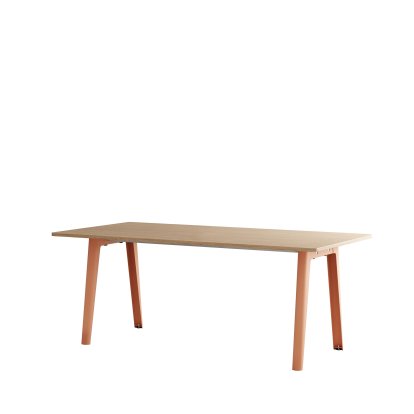 New Modern Dining Table Rectangular, Metal/Wood, 190 x 95 cm, Oak finish, Ash pink