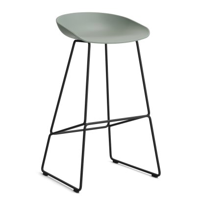 About A Stool AAS 38, Bar version: seat height 74 cm, Steel black powder-coated, Fall green 2.0