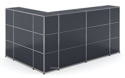 USM Haller Counter Type 4, Anthracite RAL 7016, Corner closed