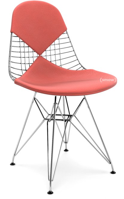 Seat Cushion for Wire Chair (DKR/DKW/DKX/LKR), Seat and backrest cushion (Bikini), Hopsak, Poppy red / ivory