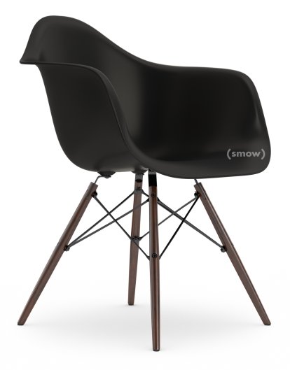 Eames Plastic Armchair RE DAW, Deep black, Without upholstery, Without upholstery, Standard version - 43 cm, Dark maple