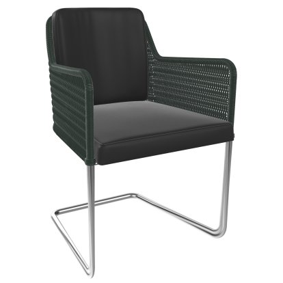 D43, Wickerwork II - pine green, Leather - black, Stainless steel, matt