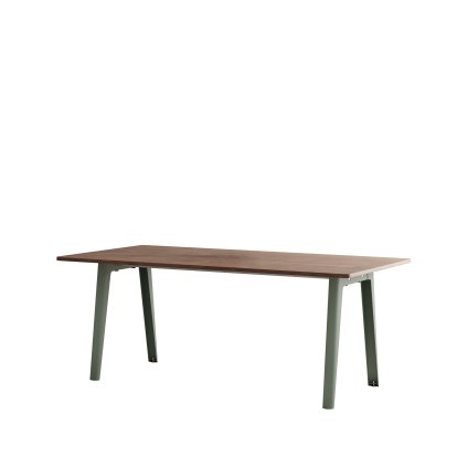 New Modern Dining Table Rectangular, Metal/Wood, 190 x 95 cm, Walnut finish, Eucalyptus grey