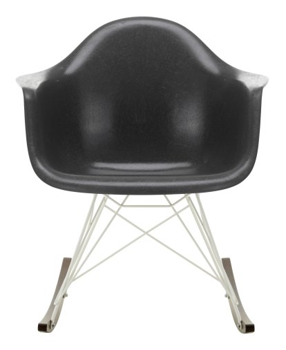Eames Fiberglass Armchair RAR, Eames elephant hide grey, White, Dark maple