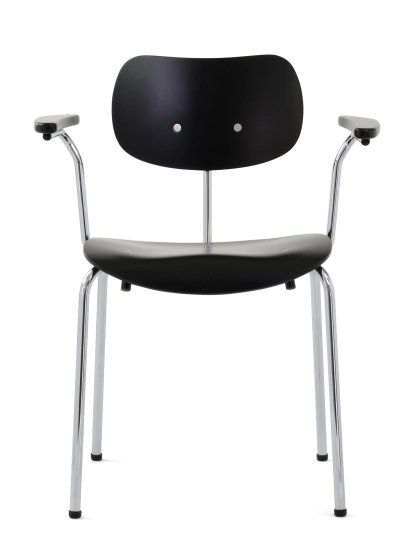 SE 68, Stackable, Without upholstery, Chrome-plated, With armrests, Black stained