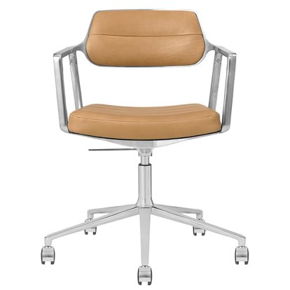 Swivel 453+ Chair, Polished, Wheeled based, Leather camel