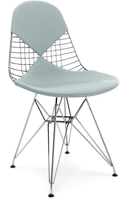 Seat Cushion for Wire Chair (DKR/DKW/DKX/LKR), Seat and backrest cushion (Bikini), Hopsak, Ice blue / ivory