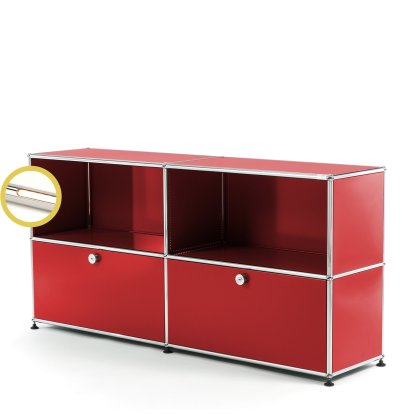 USM Haller E Sideboard L with Compartment Lighting, USM ruby red, Warm white