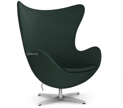 Egg Chair, Christianshavn, Christianshavn 1161 - Dark green, Satin polished aluminium, Without footstool