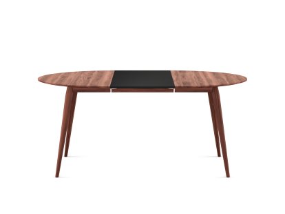 PLAYdinner Round, Oiled walnut, L 120-170 cm, MDF black